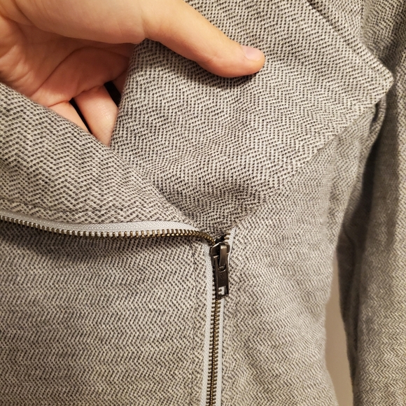 Eileen Fisher grey zipper patterns moto jacket. Long sleeves. Organic cotton. M. - Picture 6 of 13